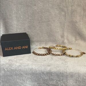 🤎💛ALEX AND ANI🤎💛Bundle of 4 Beaded Bangles in Shiny Gold/NWOT